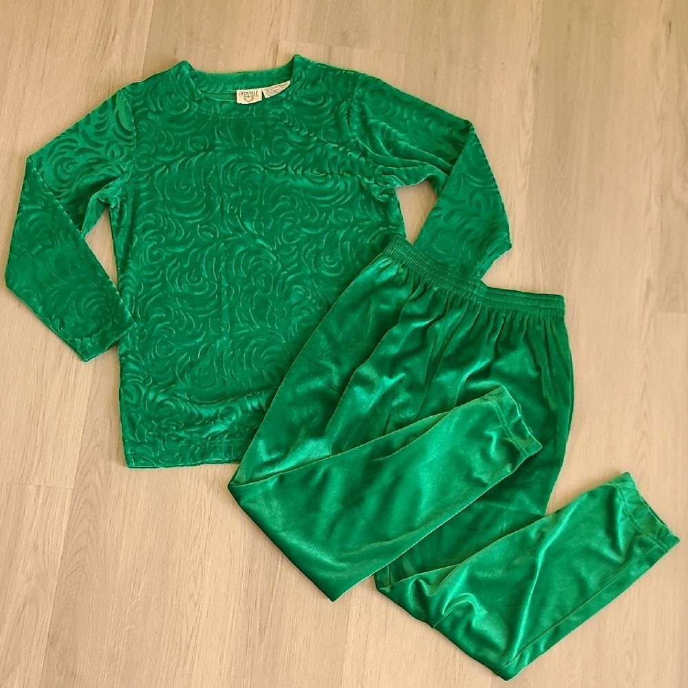 Cervelle Vintage Green Velvet Burnout Pant Long Pants Small Women's Set Bundle